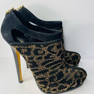 Fendi Black and Gold Beaded Booties
